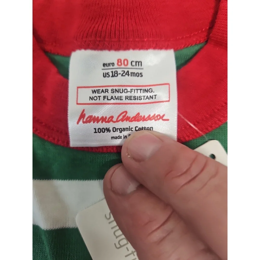 New Hannah Andersson Christmas Striped Pajama 2 Piece 18-24 Month 80cm NWT